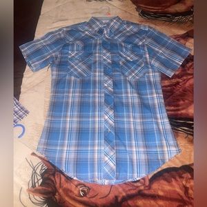 Blue wrangler western shirt